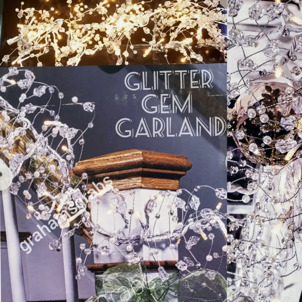 GE StayBright 100 LED Glitter Gem Garland Christmas, Wedding, Event Lights 9 Ft.